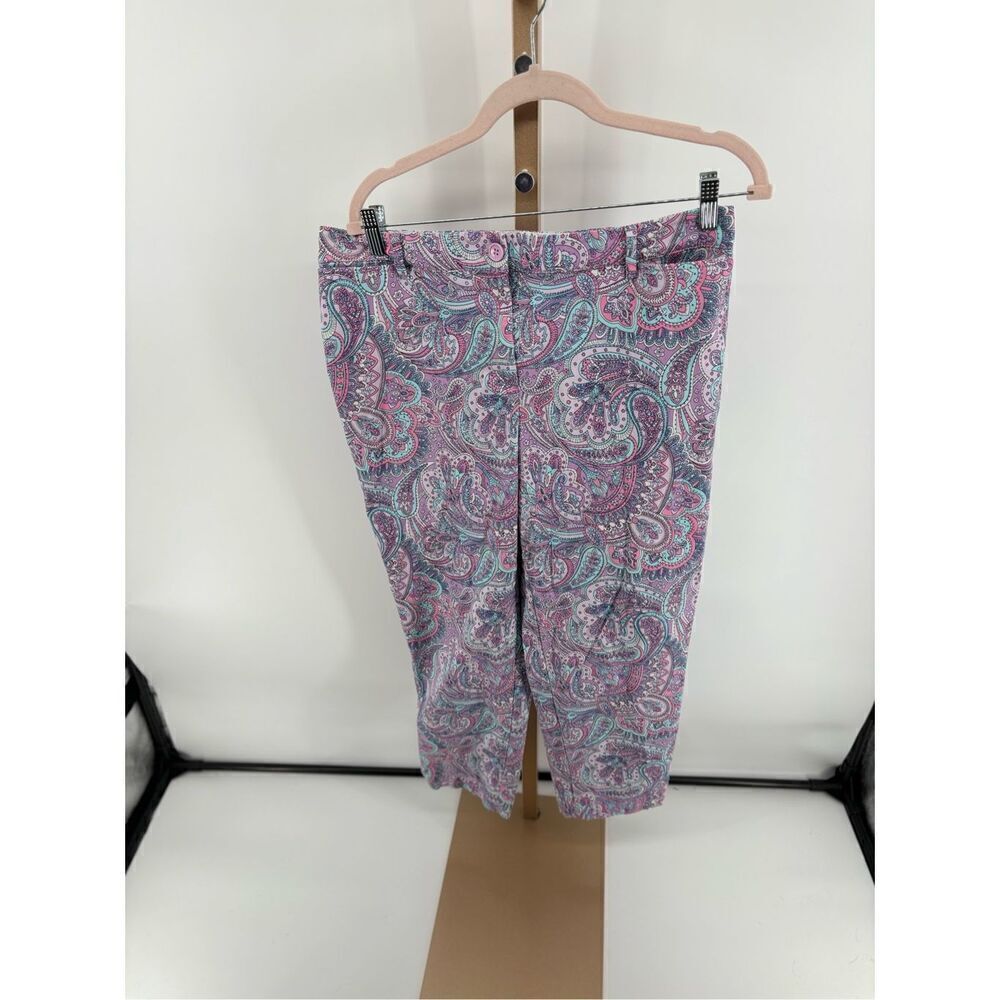 Talbots Perfect Crop Pant Polished Paisley Size 10 Pink Purple